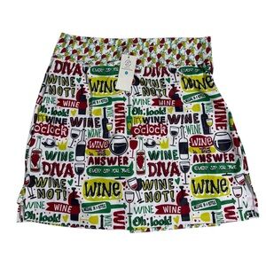 Skort Obsession Wine Print Skort XL Pickleball Tennis Funny Graphic Stretch NWT